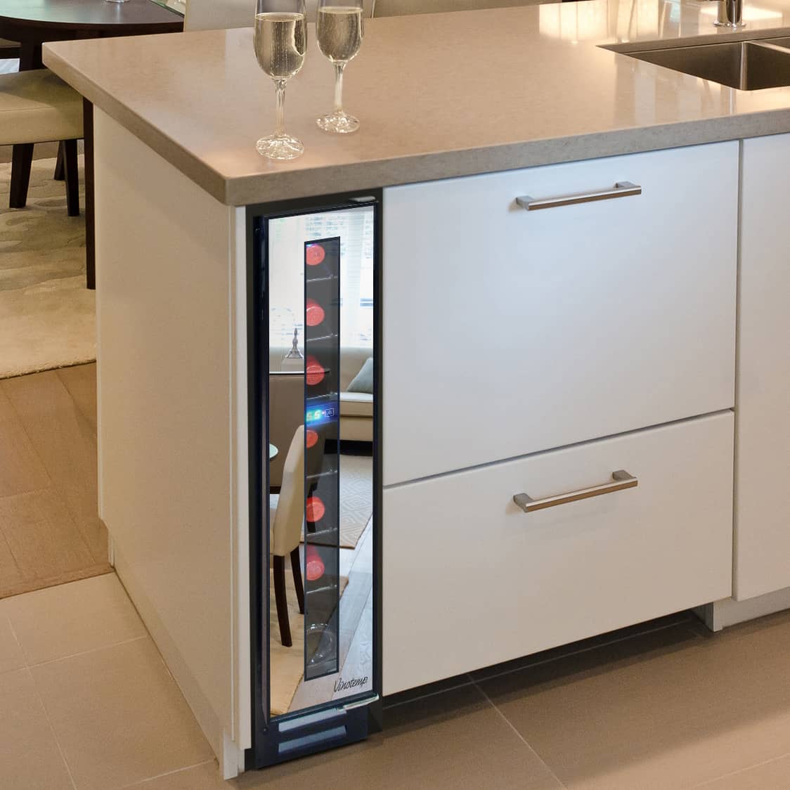 Narrow Wine Cooler by Vinotemp Saves Space and Looks Cool